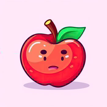 Apple fruit cartoon icon illustration. food fruit icon concept isolated . flat cartoon style, generat ai photo