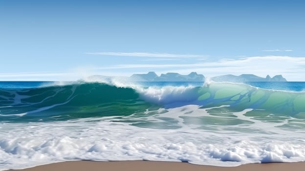 Ocean sea waves with white foam, nature landscape, generat ai photo