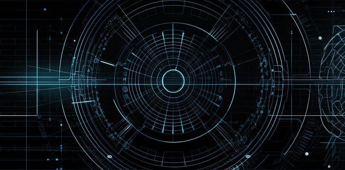 modern technology circle background or abstract image, blueprint, circuitry, light navy and sky-blue, Illustration photo