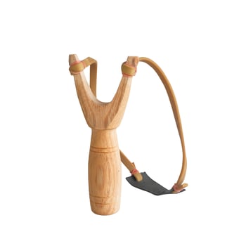 Homemade slingshot or catapult, playing tool for kid on white background. photo