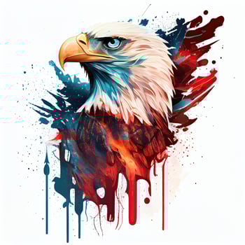 eagle and USA flag national poster. American Bald Eagle - a symbol of America with flag. Bald eagle on american flag background created. photo