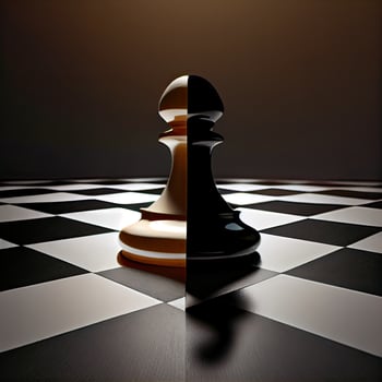 Chess game concept with realistic board and black and white pieces illustration. Close-up game concept competition, Classic Tournament. photo