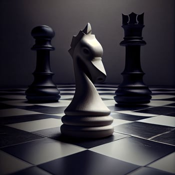Chess game concept with realistic board and black and white pieces illustration. Close-up game concept competition, Classic Tournament. photo
