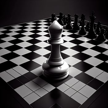 Chess game concept with realistic board and black and white pieces illustration. Close-up game concept competition, Classic Tournament. photo