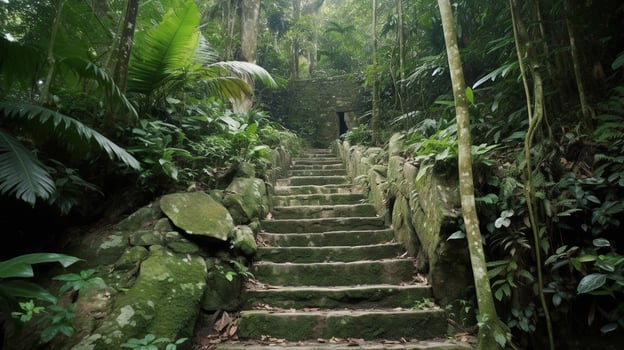 Staircase in the jungle of Ubud, Bali, Indonesia photo