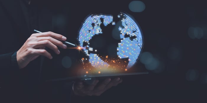 modern cyberspace network technology concept,to communicate and connect information through a global society,innovative and scientific ideas,working through high speed internet ,Internet of Things photo