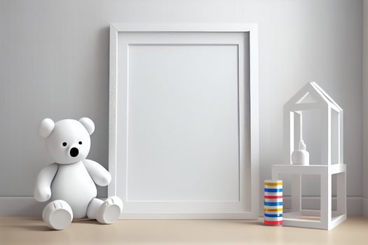 empty white frame in nursery . photo