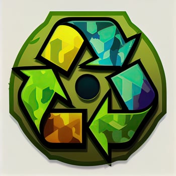 illustration of Green arrows recycle eco symbol. Cycle recycled icon. Recycled materials symbol. Eco concept with recycling symbol. . photo