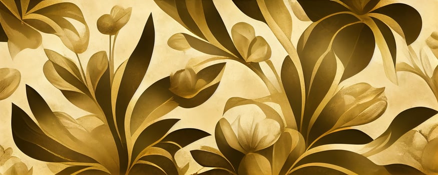 Toned golden painted floral background. photo