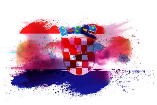 Croatia Watercolor Painted Flag photo