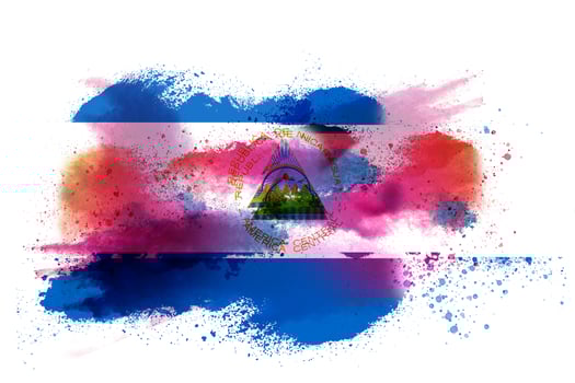 Nicaragua Watercolor Painted Flag photo