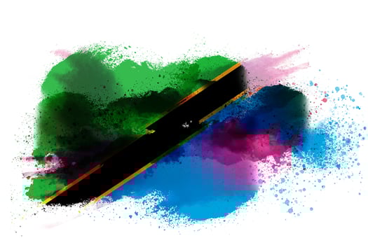 Tanzania Watercolor Painted Flag photo