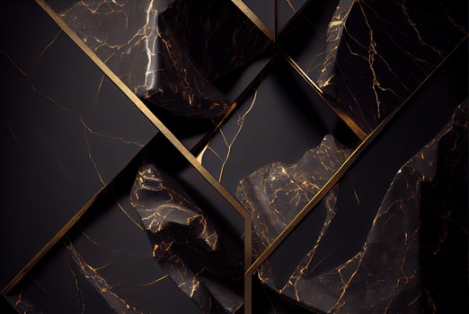 Abstract black golden grunge marble geometric background. photo