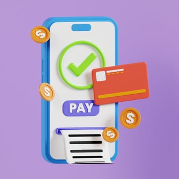 Online shopping 3D Illustration, online shop, online payment and delivery concept with floating elements. photo