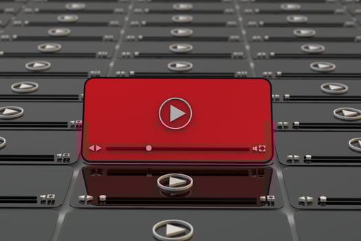 Red media player a youtube interface concept. 3d render photo