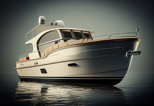 luxury yacht on the water. 3d render on dark background photo