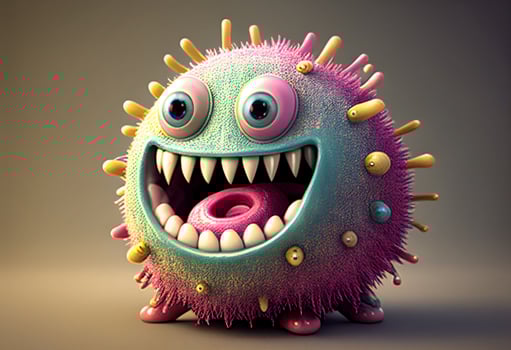 Funny cartoon virus . 3d illustration. photo