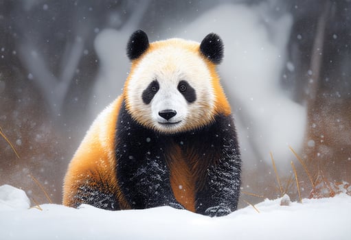 Red Panda Ailurus fulgens in the snow photo