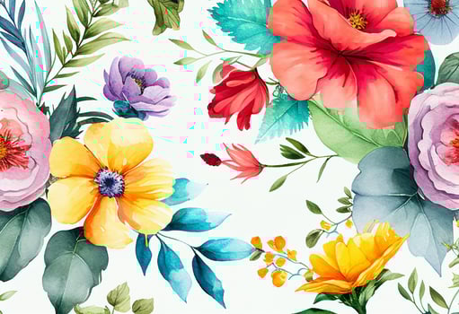 Seamless pattern with watercolor dahlias. Hand drawn illustration. photo