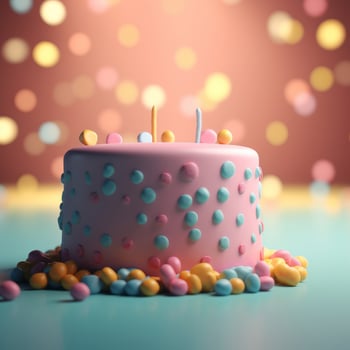 Birthday Background with cake. Illustration photo