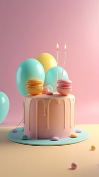 Birthday Background with cake. Illustration photo