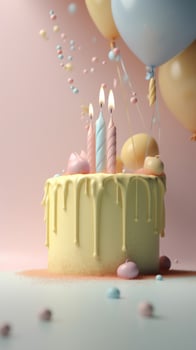 Birthday Background with cake. Illustration photo
