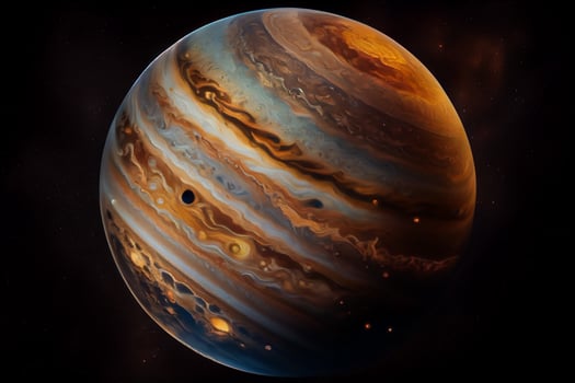 The planet Jupiter, a view of a planet in the solar system. photo