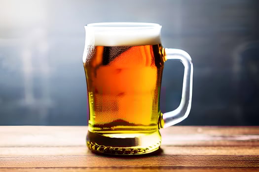 Closeup Beer in a glass mug , photo
