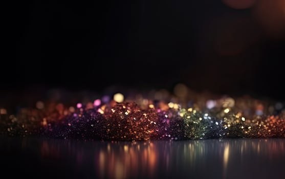glittering shine bulbs lights background blur of Christmas wallpaper decorations concept.holiday festival backdrop sparkle circle lit celebrations display. . photo