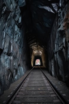 Entrance into a long futuristic of tunnel. . photo