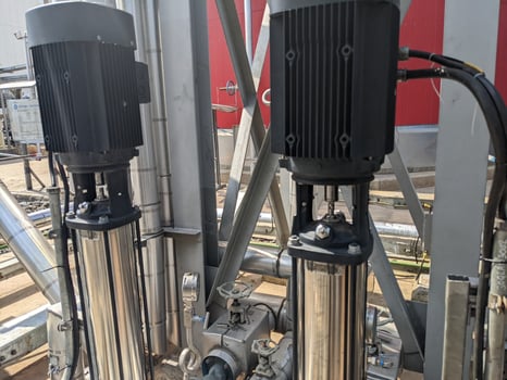 Vertical motor during uncouple conection preparation for solo run test. The photo is suitable to use for industry background, construction poster and safety content media.