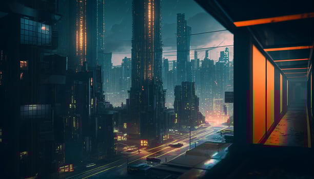 Cyberpunk background with neon light created with ai tools photo