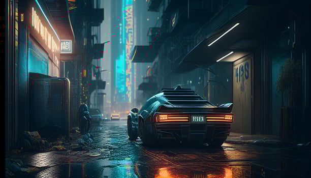Cyberpunk background with neon light created with ai tools photo