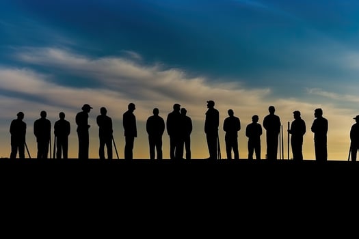 Silhouettes of engineers Builder workers team. photo