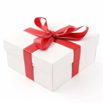 White gift box with red ribbon Illustration photo