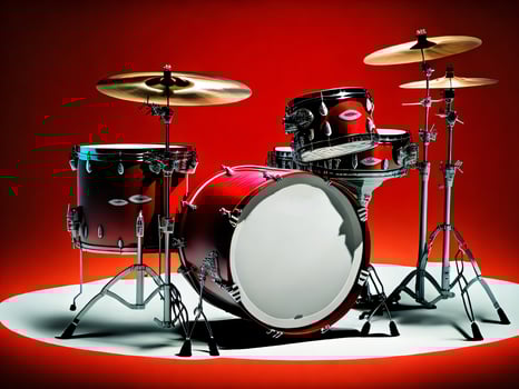 a red drum set music photo
