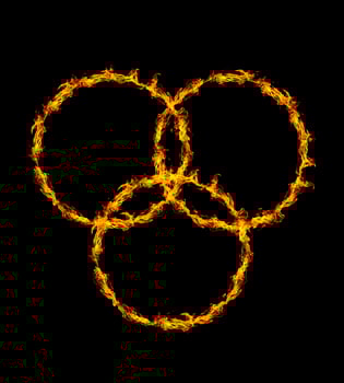 ring of fire in black background photo