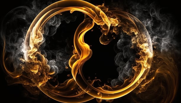 abstract gold ring of fire smoke. abstract image for background. photo
