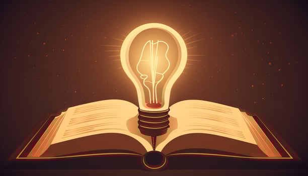 book and lightbulb icon glowing together, symbolizing the enlightening and transformative effects of education. photo