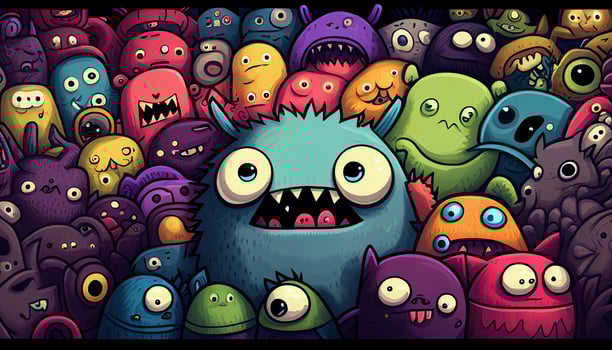Cute colorful doodle monster created with ai tools photo
