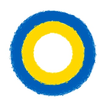 circle made of painted Ukrainian flag photo