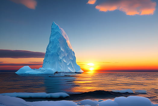 iceberg in the ocean sunrise or sunset by photo