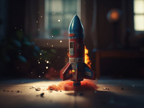 Toy rocket launch cute product photo