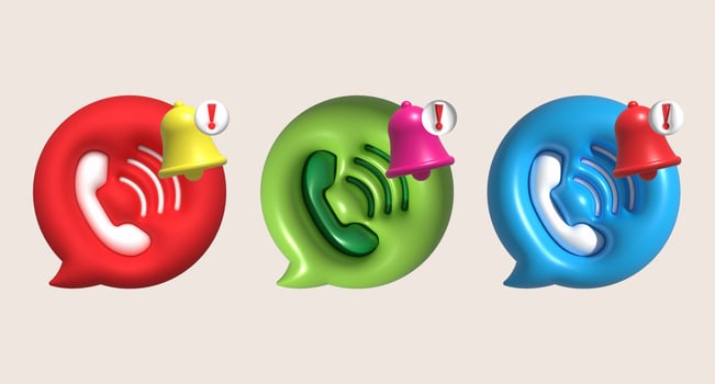 illustration 3D , phone symbol with call notification bell photo