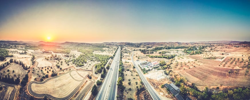Aerial view of fields photo