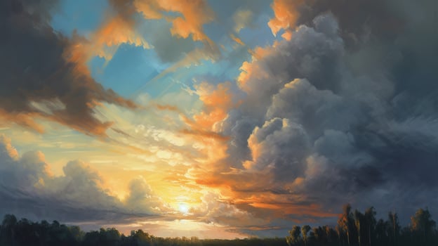 Masterpiece Oil Painting Vivid Color Cloud Illustration Background with photo