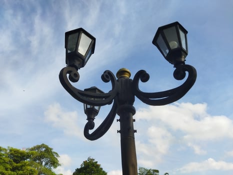 Classic street lamp background blue sky photo