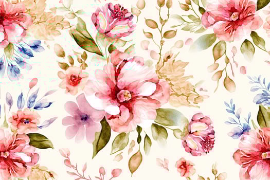 .Floral pattern with roses, pastel watercolor Illustration. photo