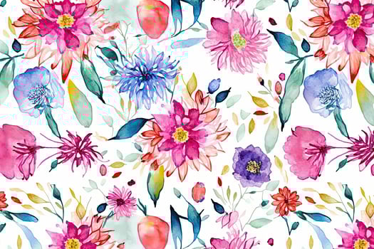 .Floral pattern of wildflowers, pastel watercolor. Illustration. photo