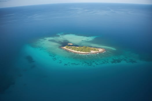 Aerial view of a small island in the middle of the ocean. photo
